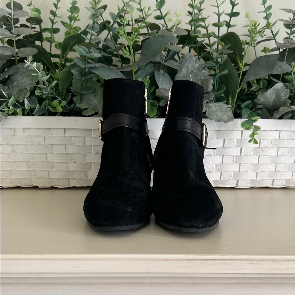 Talbots Black Suede Ankle Booties with Buckle - Picture 3 of 8